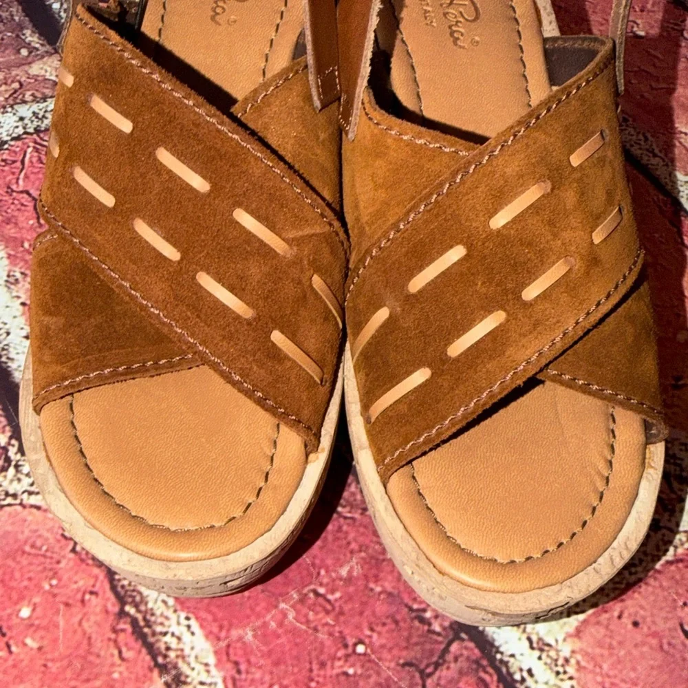 Carlo Pera Made in Italy Leather Wedge Sandals – Size 40 US size 9-9.5 new